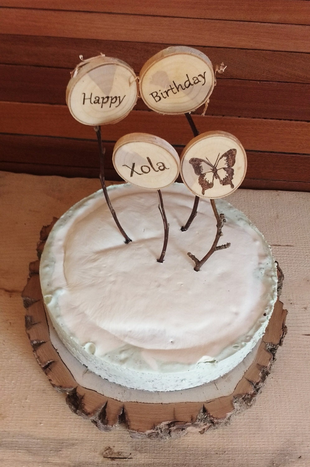 SALE Tree Slice CenterpieceRustic Wood Cake