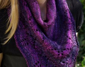 Hand dyed, hand spun, hand knitted shawlette/cowl