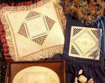 Hardanger Star Teach Yourself Needlework Pulled Thread White on White Embroidery Lace Learn Make Kloster Triangles Craft Pattern Leaflet 32