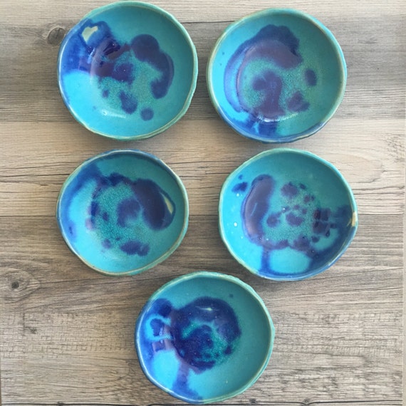 Ceramic blue bowls dessert ceramic bowls by BlueDoorCeramics
