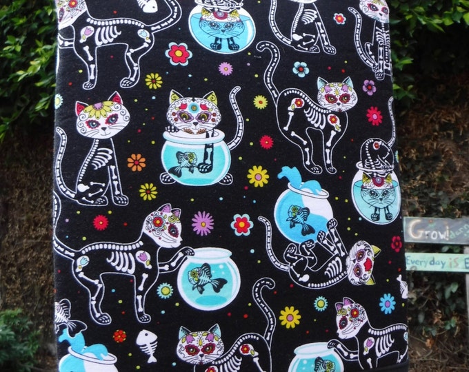 Day of the Dead Kitty/dog Custom Tablet bag/tote made to order