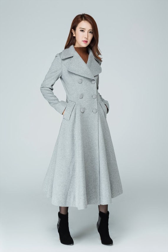 grey coat long coat trench coat wool coat double breasted