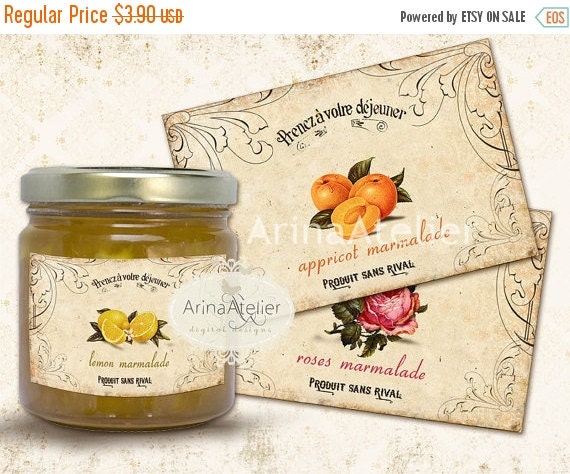 SALE 30% OFF Marmalade Vintage Labels by arinaatelierDigital