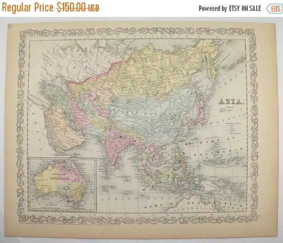 Asia Map China India Map Persian Gulf Malaysia Map 1858 Mitchell Map ...