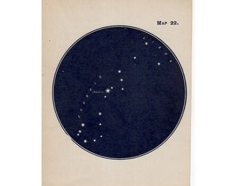 1910 mini constellation figures original antique celestial astronomy print - map 22