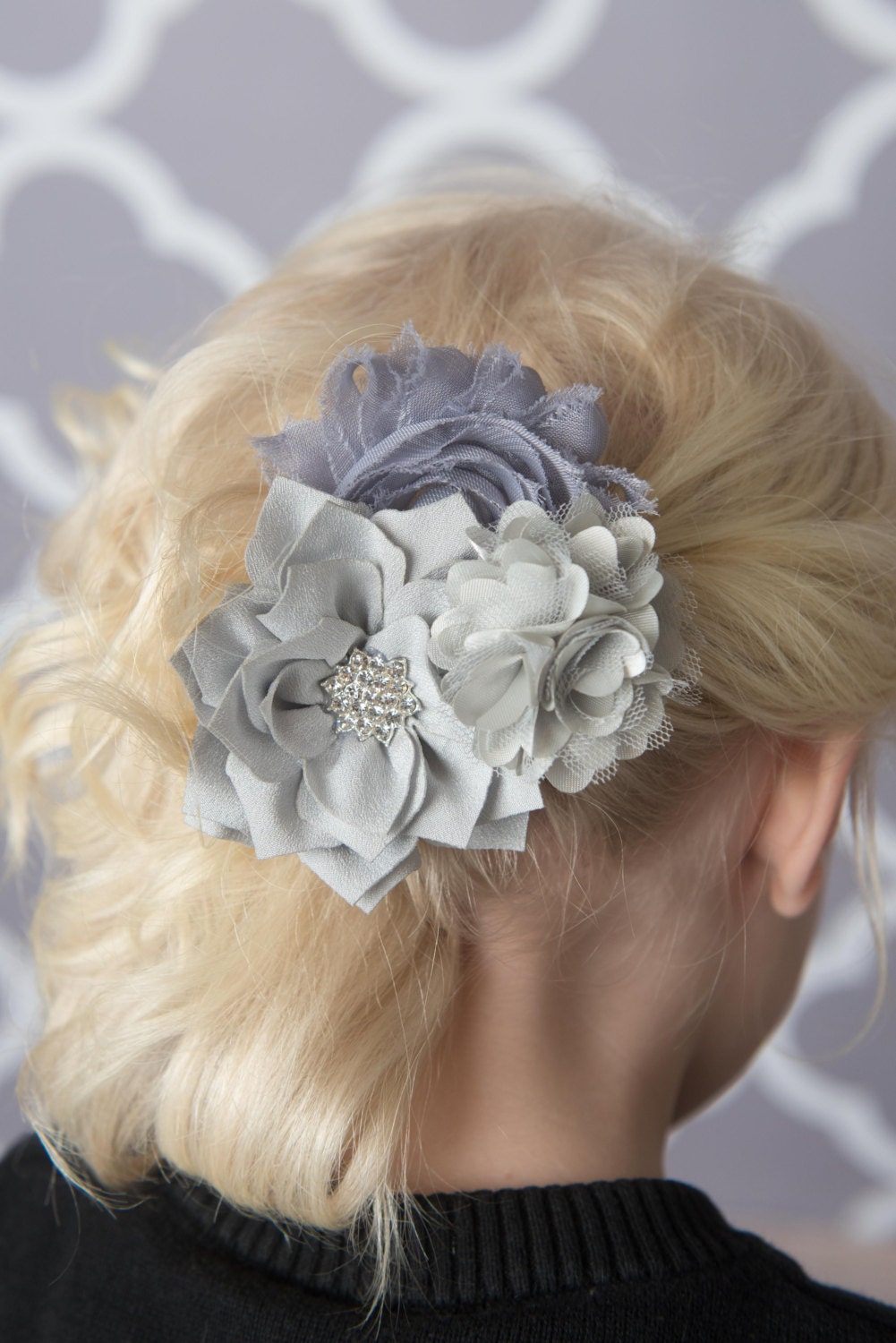 Silver hair clip grey Hair accessory gray hair clip silver