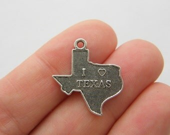 10 I love Texas charms antique silver tone WT197