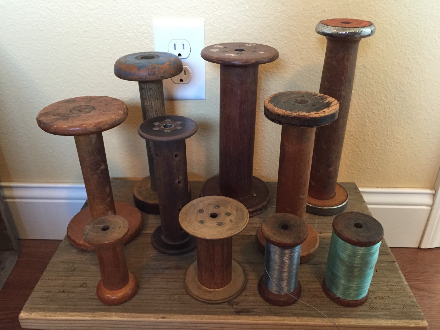 Antique wooden spools Lot of 10vintage and original-lot 8