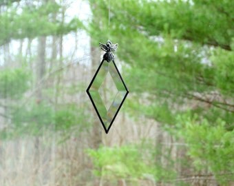 Guardian angel charm, stained glass angel suncatcher, car mirror angel, rear view mirror, beveled charm, car mirror hanger, angel car charm