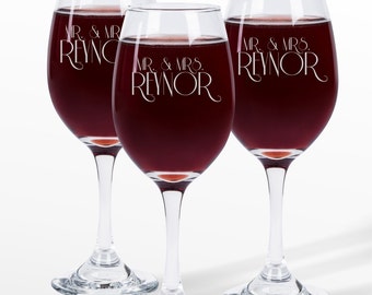 Personalized Wine Glasses Engraved Monogram Wine Glasses Custom Wine Glass Sold Individually