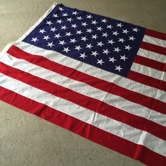 #VINTAGE American Flag / Cotton Flag / Fifty Stars / 100% Cotton ...