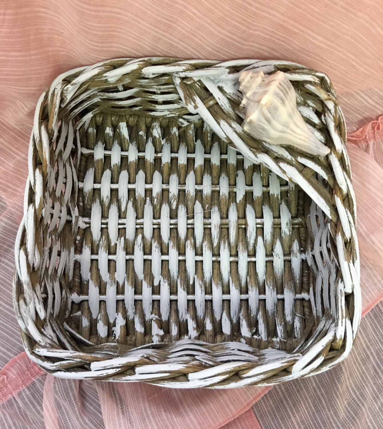 Beachy Wicker Napkin Holder Square UNDER 20