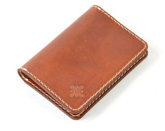 Handmade & Hand Dyed Vegetable Tanned Leather Bi Fold Card Wallet Handmade