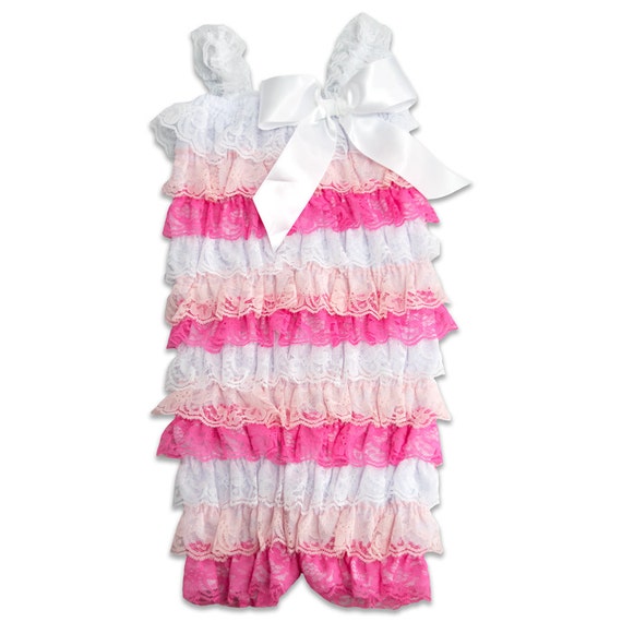 Lace White Pink Peach Romper Baby rompers for by LittleMissPrim