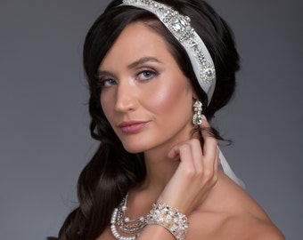 Couture Crystal Bridal Headband or Bridal Sash
