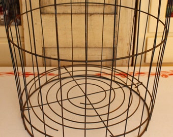 Industrial Wire Metal Laundry Basket, Vintage Storage Organization, Extra Tall Metal Basket, Kitchen Storage, Antique Laundry Bin