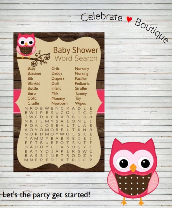 owl word search game woodland word search owl baby shower