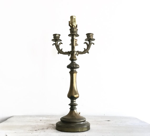 Vintage Brass 4 Arm Candelabra Table Lamp Vintage by fraeandco