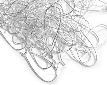 10pcs / 200pcs Wholesale Silver Kidney Ear Wire - Earring Hooks Silver - Oval Hoop Ear Finding Supplies - Nickel Free Hypoallergenic L06 A50