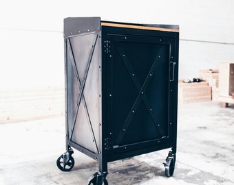 Hostess Stand, Host Stand, POS, Podium, Valet, Kiosk, Point of Sale, Reclaimed Wood & Steel
