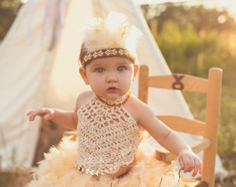 Feather tutu, custom tutu, feather dress, dress up, feathers, indian princess, photo prop, princess, cake smash, outfit, headdress, handmade
