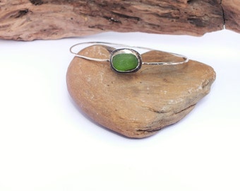Sterling Sea Glass Bangle - Lake Erie Beach Glass - FREE Shipping inside the United States
