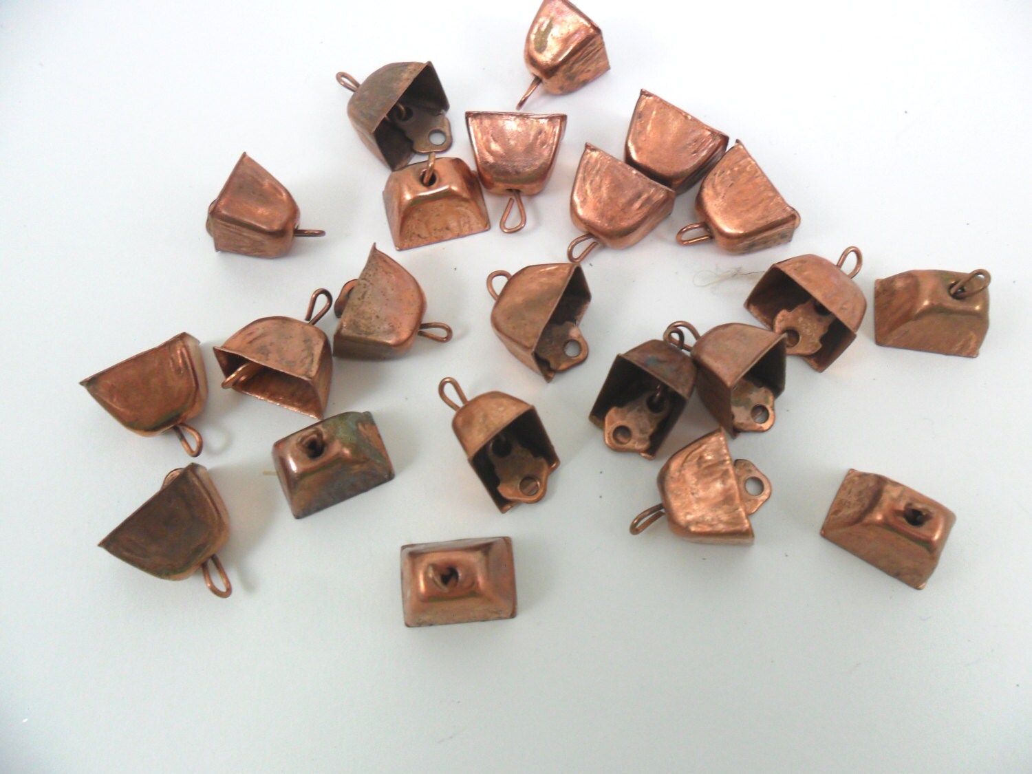 28 Cow Bells 5/8 H Copper Plated Steel Miniature Round