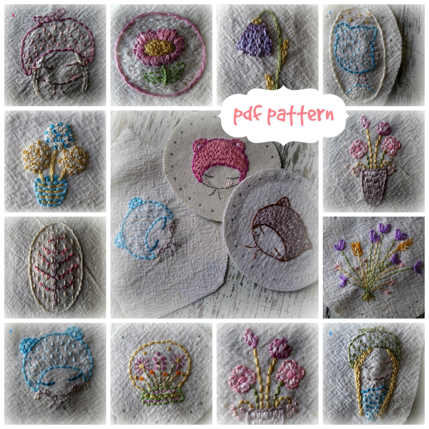 mini embroideries hand embroidery pattern by LiliPopo on Etsy