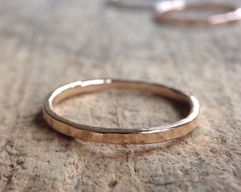 Gold Ring Band, Hammered Ring, Gold Stacking Ring, Skinny Ring, Stackable Rings, 14K Gold Filled Ring, Bohemian Jewelry