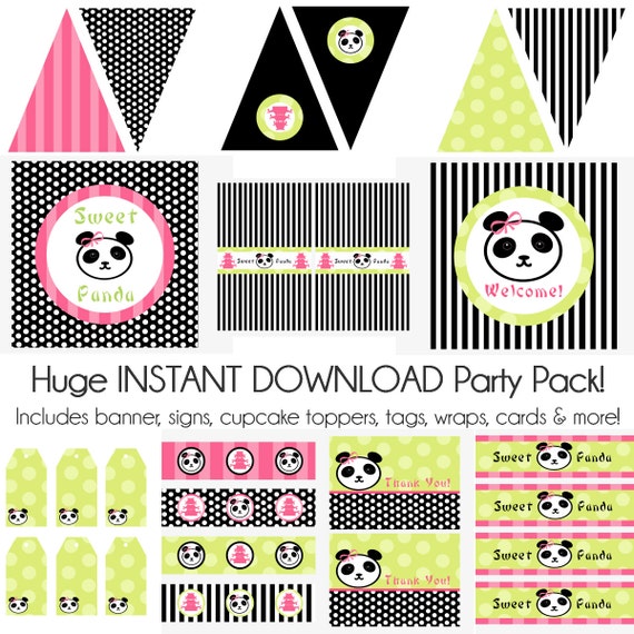 Panda Birthday Party, Panda Baby Shower, Panda Birthday Decorations, Panda Baby Shower Decorations, Panda Party Decorations, BeeAndDaisy Il_570xn
