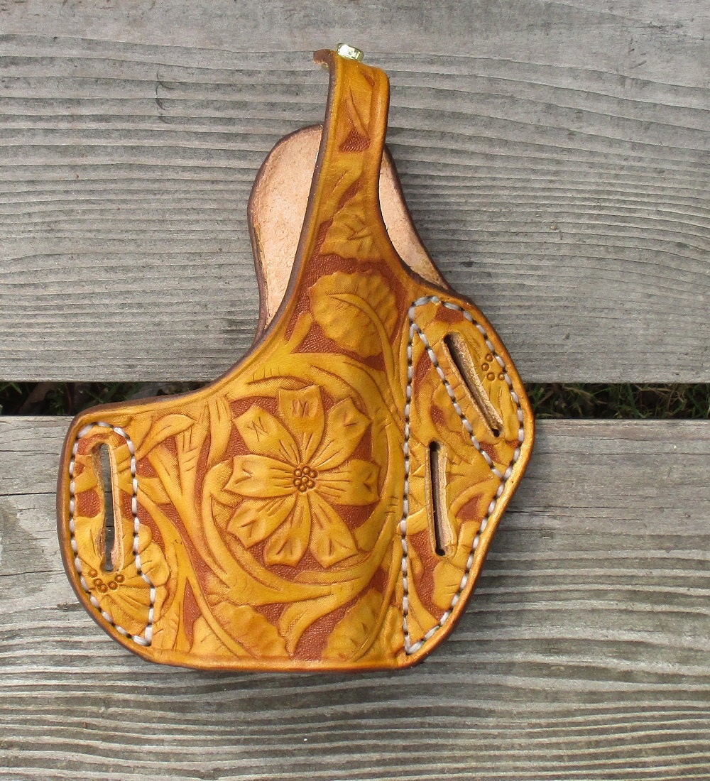 Custom Tooled Leather Pancake Holster for a Glock with
