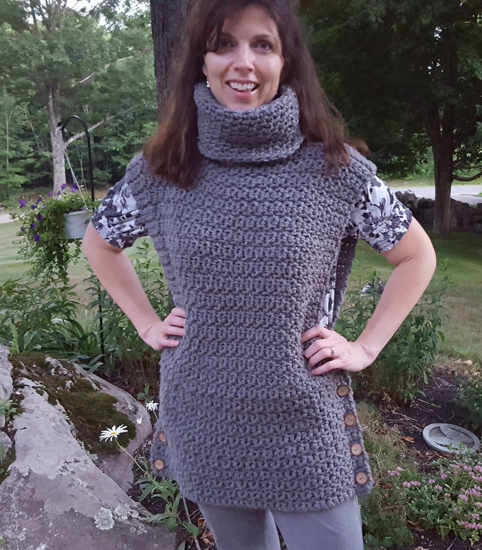 Hand crocheted Aura Pullover cowl neck sweater vest Custom