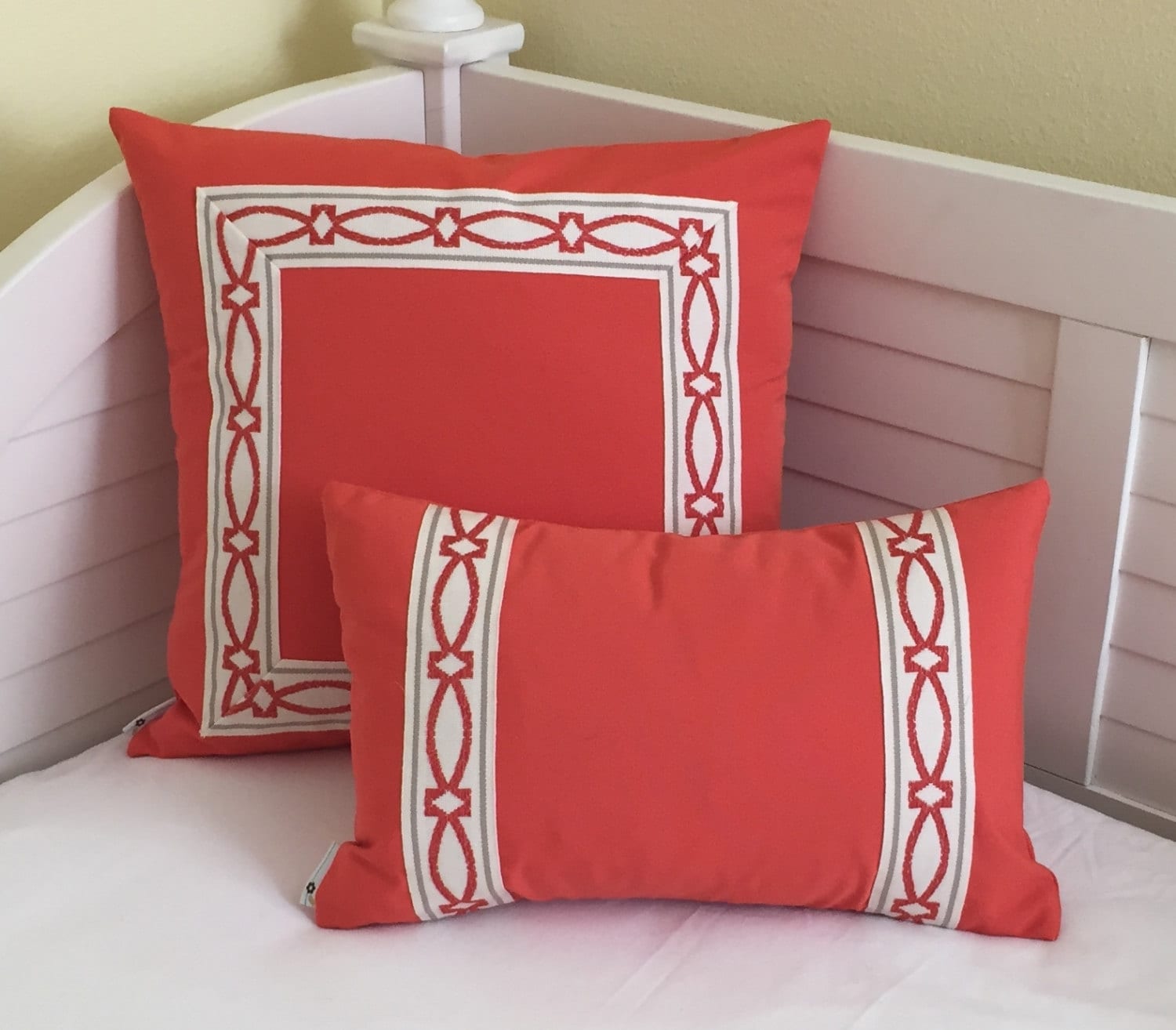 Sunbrella Orange Melon Indoor Outdoor Lumbar Pillow Cover with