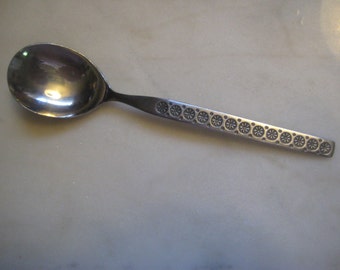 Vintage Stainless Steel Sugar Spoon; Japanese Mid Century Modern Floral Design, Pattern Unknown, Made In Japan, Vintage Estate, 6", 1 Pc.