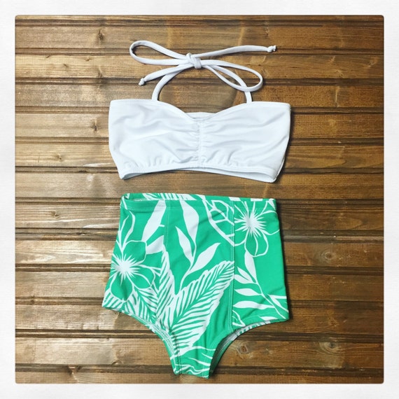 Items similar to High waisted Baby Toddler Girls white and tropical ...