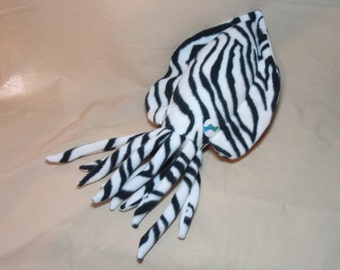 Zelda the Zebra Striped Fleece Cuddlefish v2 Chubby Plush Cuttlefish Stuffed Animal