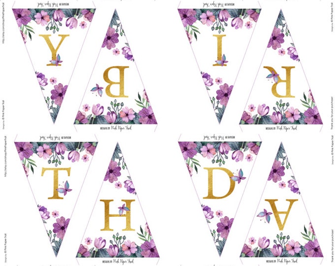 Flower Fairy, Garden Fairy, Fairy Party, Happy Birthday Banner, Instant Download, Print Your Own