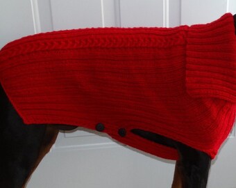 Doberman/Greyhound/Large Dog Coat/Red/Off Season Sale 15% off