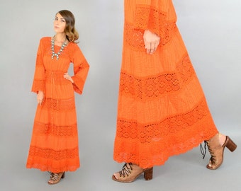 LOOK 1114 LEAF DETAIL HI LO CROCHET DRESS main image 1