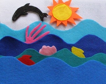 Under The Sea Quiet Book Page / Quiet Book / Quiet Activity Book / Birthday Gift For Toddler / Learning Book / Childrens Book /Felt Book