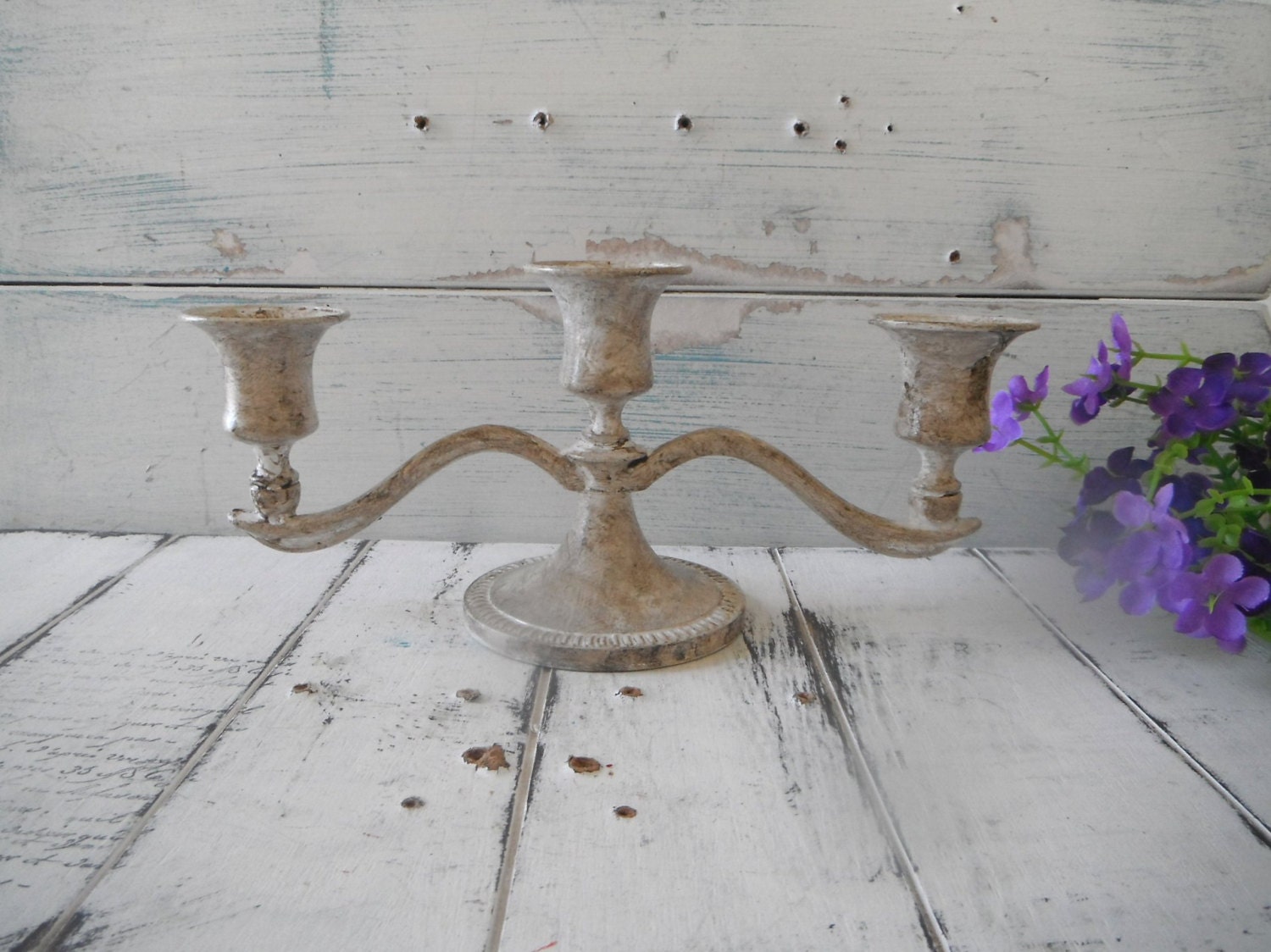 painted candelabra candle holder french country cottage chic