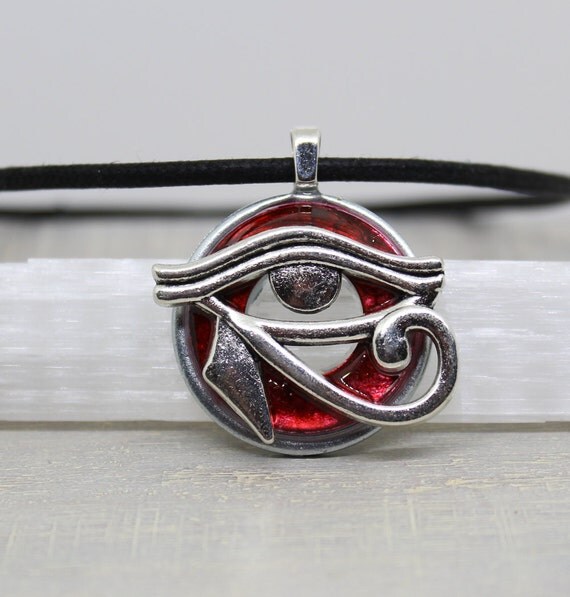 red eye of horus necklace mens jewelry cord by NatureWithYou