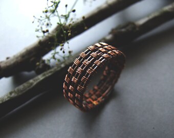 Woodland Men's Ring, Copper Rustic Ring for Him, Gift for Men, Mens Jewelry, Woodland Copper Mens Ring