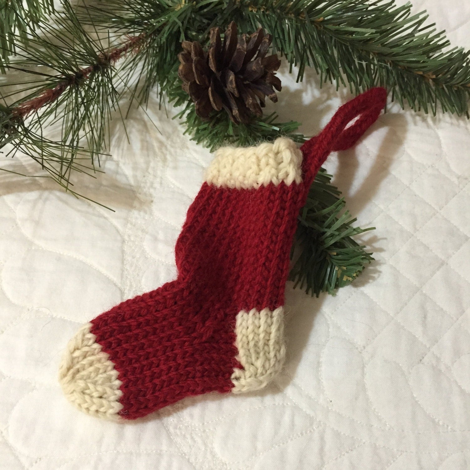Miniature Knitted Stocking Ornament Quiltsy Handmade