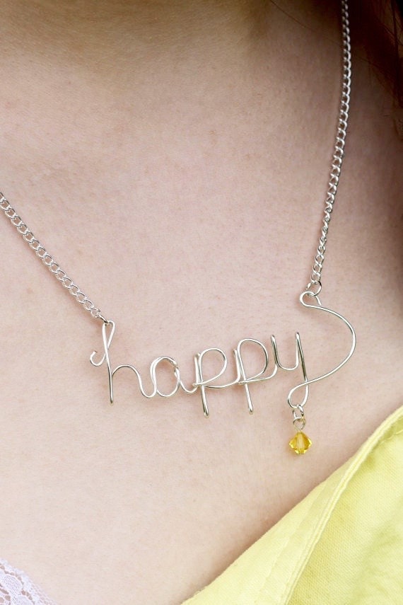 Personalized word necklace custom necklace wire wrapped
