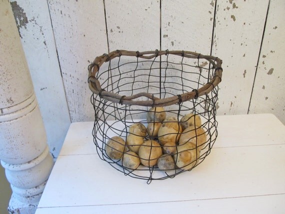 Wire Art Basket Handmade Nature Inspired With Vine Top