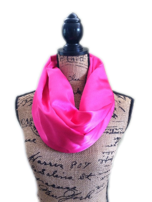 Hot pink scarf with zippered pocket one loop great for travel