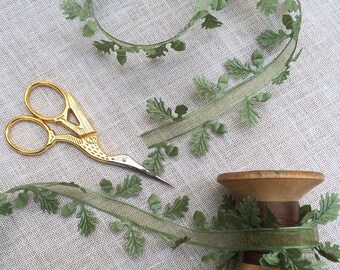 Oak Leaf and Acorn Ribbon. Wedding Ribbon. Christmas Wrapping. Leaf Ribbon. Botanical Ribbon