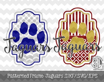 Jaguars Patterned Frame design INSTANT DOWNLOAD in dxf/svg/eps for use with programs such as Silhouette Studio and Cricut Design Space