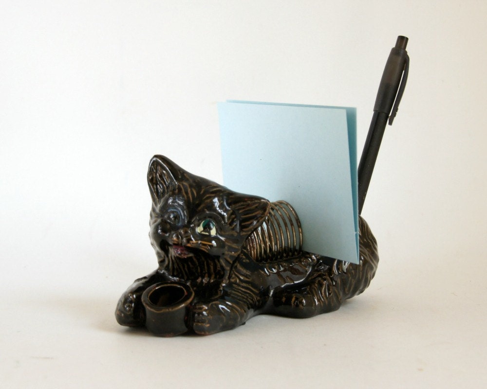 Cat Letter Holder Mail Sorter Vintage Pen Holder Mid